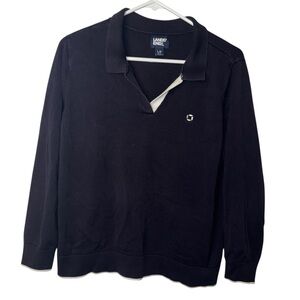 Chase Lands' End Women Navy Blue V-Neck Sweater (L)